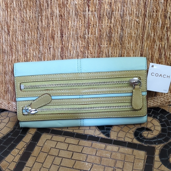 Coach Green and Blue Wallet with Smooth Leather Design - Picture 1 of 5